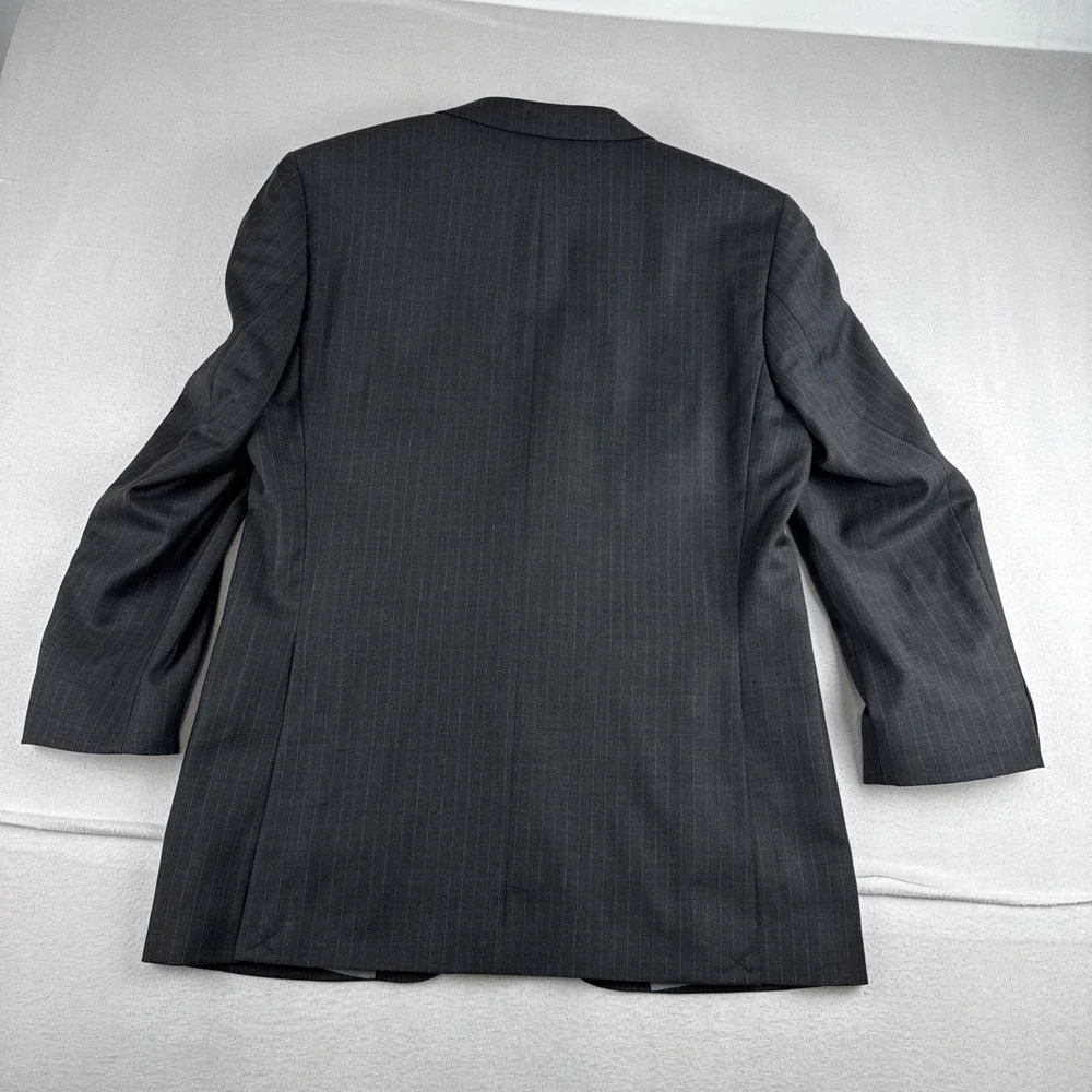 Samuel Windsor Mens Pinstripe Charcoal Blazer 40R 100% Wool #BV22J Office